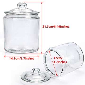 MDLUU Glass Jar with Airtight Lid, 2L/68oz Glass Canister Wide Mouth, Pantry Storage Container for Candy, Cookie, Sugar, Flour, Pack of 2
