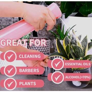 Continuous spray bottle (pink 10oz) for Cleaning, Hairstyling, Gardening, Misting, and skin care.
