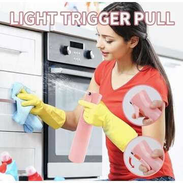 Continuous spray bottle (pink 10oz) for Cleaning, Hairstyling, Gardening, Misting, and skin care.