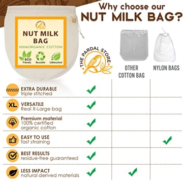 2024 New Organic Nut Milk Bags - 2 Pack Reusable 14x14"