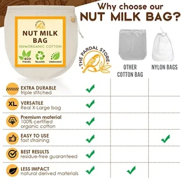 2024 New Organic Nut Milk Bags - 2 Pack Reusable 14x14"