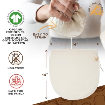 2024 New Organic Nut Milk Bags - 2 Pack Reusable 14x14"