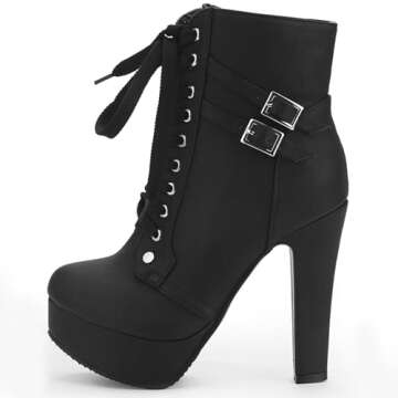 Susanny Women's Chunky High Heel Platform Ankle Boots - Fall Fashion Essentials