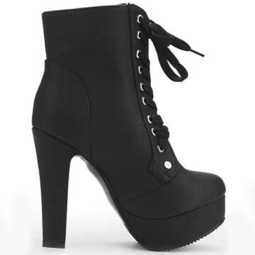 Susanny Women Chunky High Heel Platform Boots - Stylish & Waterproof