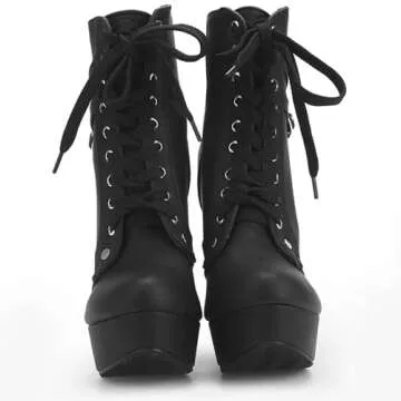 Susanny Women Chunky High Heel Platform Boots - Stylish & Waterproof