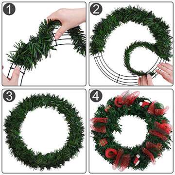 Elcoho 2 Pack Metal Wire Wreath Rings 2 Size Round Shaped Wire Wreath with Green Florists Wire for Home and Party Decor