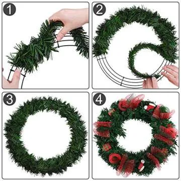Elcoho 2 Pack Metal Wire Wreath Rings 2 Size Round Shaped Wire Wreath with Green Florists Wire for Home and Party Decor