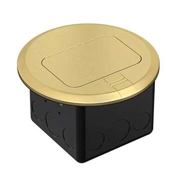 WEBANG Round USB Pop Up Floor Outlet Box, Brass
