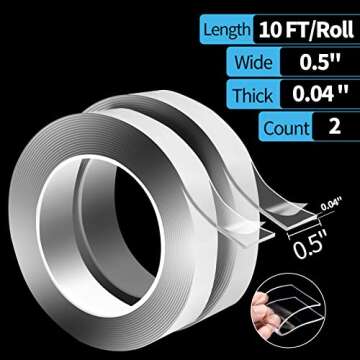 Art3d 2 Tomes, 3 m, Super Strong Double Sided Nano Tape Removable, Reusable, Washable