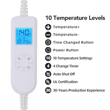 Ruqiji 17''x33'' XXXL King Size Heating Pad with 10 Temperature Settings, Pain Relief for Back/Neck/Shoulders/Menstrual Pain/Leg Cramp Christmas Gifts for Women Men Mom Dad (Dark Grey)