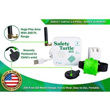 Safety Turtle New 2.0 Child Immersion Pool/Water Alarm Kit - 2 Wristbands