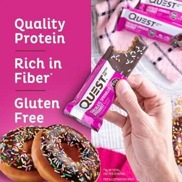 Quest Nutrition Chocolate Sprinkled Doughnut Protein Bars, High Protein, Low Carb, Gluten Free, Keto Friendly, 12 Count