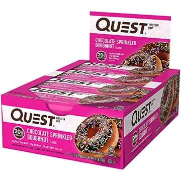 Quest Nutrition Chocolate Sprinkled Doughnut Protein Bars, High Protein, Low Carb, Gluten Free, Keto Friendly, 12 Count
