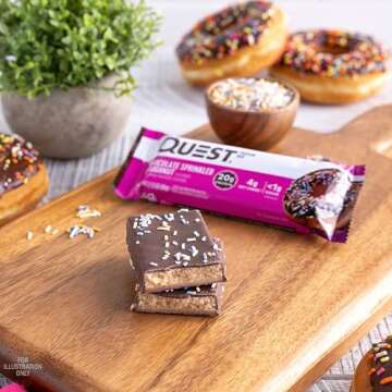Quest Nutrition Chocolate Sprinkled Doughnut Protein Bars, High Protein, Low Carb, Gluten Free, Keto Friendly, 12 Count
