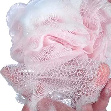 iboodi 60g/pcs Pink Mesh Bath Sponge Shower Pouf Loofahs Shower Puff Pack of 4 (Pink)