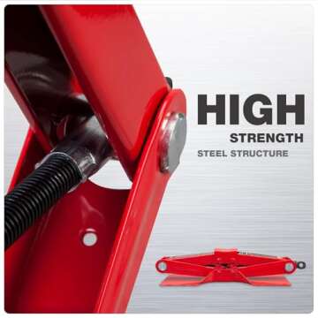 BIG RED T10152 Torin Steel Scissor Lift Jack Car Kit, 1.5 Ton (3,000 lb) Capacity, Red