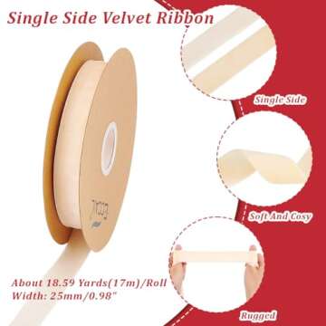 Arricraft 20 Yards Velvet Ribbon Roll for Crafting & Gift Wrapping - Apricot Color