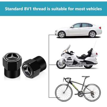 Tire Valve Stem Caps for Mercedes Benz Tire Valve Caps Car Air Cover Metal Accessories 4 Pcs Black