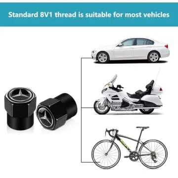 Tire Valve Stem Caps for Mercedes Benz Tire Valve Caps Car Air Cover Metal Accessories 4 Pcs Black