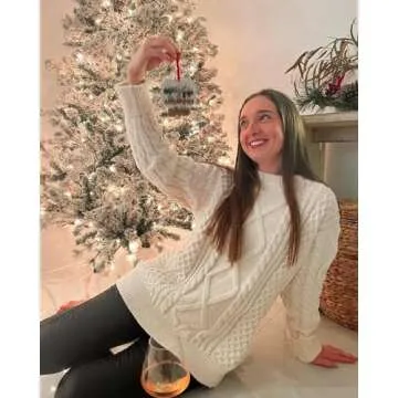 Women Cable Knit Vintage Chunky Sweater Loose Casual Knitted Sweater Unisex Woven Crewneck Knitted Top Cream