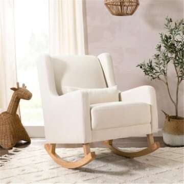 Babyletto Kai Rocker in Performance Natural Eco-Twill with Light Legs, Water Repellent & Stain Resistant, Greenguard Gold and CertiPUR-US Certified