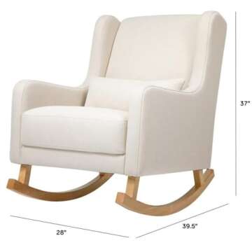 Babyletto Kai Rocker in Performance Natural Eco-Twill with Light Legs, Water Repellent & Stain Resistant, Greenguard Gold and CertiPUR-US Certified