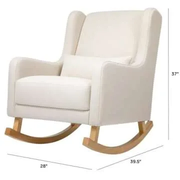 Babyletto Kai Rocker in Performance Natural Eco-Twill with Light Legs, Water Repellent & Stain Resistant, Greenguard Gold and CertiPUR-US Certified