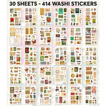 FAYWARE Vintage Washi Sticker Book for Creative Journaling