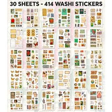 FAYWARE Vintage Washi Sticker Book for Creative Journaling
