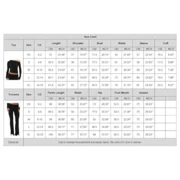 MAYFASEY Women's 2 Piece Lounge Sets Fold-over Yoga Flare Leggings Pants Set Long Sleeve Cropped Top Casual Outfit Pajamas Black M