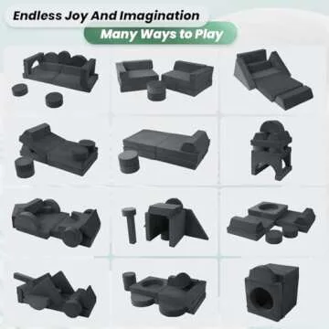 HOMFINE 16pcs Modular Kids Play Couch - Kids Couch Toddler Couch,Child Sectional Sofa, Fortplay Bedroom and Playroom Furniture for Toddlers,Convertible Foam and Floor Cushion for Boys and Girls,Grey