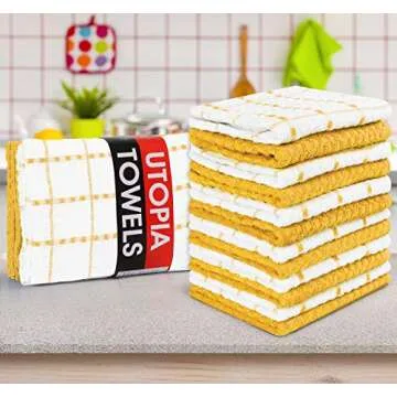 Utopia Towels Kitchen Towels (12 Pack),15x25 Inches, 100% Ring Spun Cotton Super Soft and Absorbent Linen Dish Towels, Tea Towels and Bar Towels Set (Yellow)