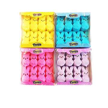 Peeps Marshmallow Easter Bunnies Bundle with 4 Colors: Blue, Yellow, Pink and Purple