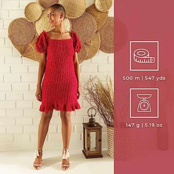 CíRCULO Anne Yarn for Crocheting & Knitting, 100% Mercerized Brazilian Virgin Cotton, Soft Fingering Weight, 547 Yds, 5.19 Oz - Color 8176 Off-White