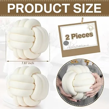 Namalu 2 Pieces Plush Knot Ball Pillows Decorative Round Throw Knotted Pillows Aesthetic Stuffed Pillows for Stress Relieving Bed Sofa Bedroom Decoration(10.6 Inches,Cream White)