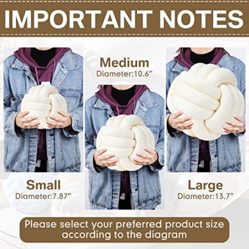 Namalu 2 Pieces Plush Knot Ball Pillows Decorative Round Throw Knotted Pillows Aesthetic Stuffed Pillows for Stress Relieving Bed Sofa Bedroom Decoration(10.6 Inches,Cream White)