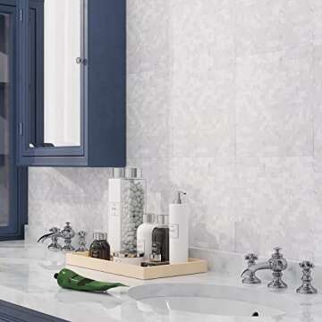 Avant Decor | Mother of Pearl Mosaic Tile | Peel and Stick Kitchen Backsplash Tiles | Stick On Wall Tiles | Easy DIY Installation | 5” x 5” | Sample Tile
