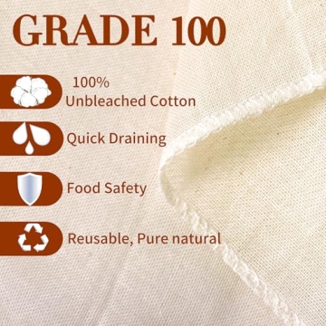 Mostdream Cheese Cloths, 10Pcs 20x20 Inch Grade 100 Precut Cheese Cloths for Straining, Cotton Unbleached, Reusable Muslin Cheesecloth for Straining, Making Yogurt, Juice, Cooking Turkey