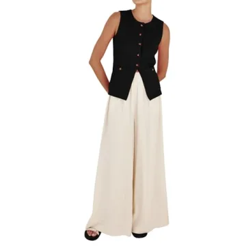 PEHMEA Women's Sleeveless Sweater Vest, Casual Knit Cardigan Button Down Tops for Women with Pockets(Black-M)