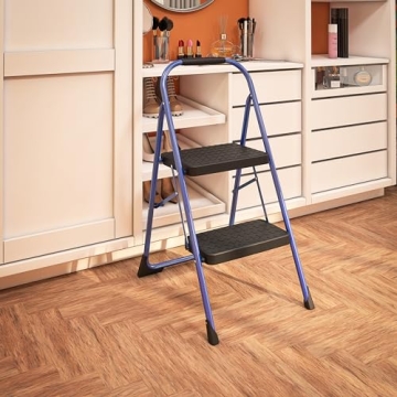 COSCO 2-Step Steel Step Stool with Rubber Grip - Blue