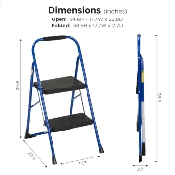 COSCO 2-Step Steel Step Stool with Rubber Grip - Blue