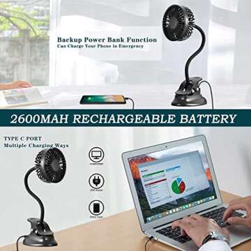 Clip on Fan USB Mini: Rechargeable & Portable for All Ages