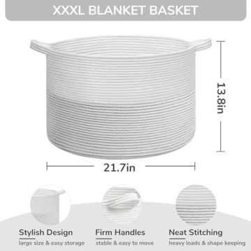 INDRESSME XXXLarge Woven Cotton Storage Basket - Stylish & Functional