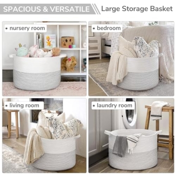 INDRESSME XXXLarge Woven Cotton Storage Basket - Stylish & Functional