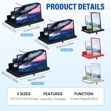 YAWOTA Mobile Phone Magnifier Screen, 14 Inch 3D HD