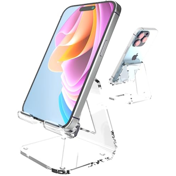 ZAW Acrylic Phone Stand - Clear Desk Accessory for iPhone 15, Galaxy,
