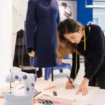 Mini Sewing Machine Handheld Portable Electric Sewing Machines Adjustable 2-Speed with Foot Pedal for Kids Childrens Beginners Purple Embroidery Machine for Home Sewing