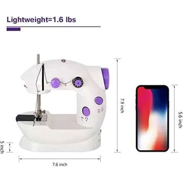 Mini Sewing Machine Handheld Portable Electric Sewing Machines Adjustable 2-Speed with Foot Pedal for Kids Childrens Beginners Purple Embroidery Machine for Home Sewing