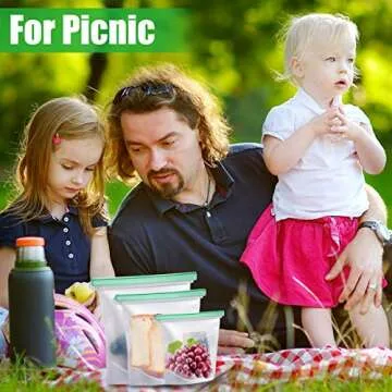 【Upgrade】Cadrim Reusable Extra Thick Silicone Food Storage Bags - 6 Packs Zipper Freezer Bags For Marinate Meats Sandwich, Snack, Cereal,Fruit Meal Prep, Leakproof, Dishwasher-Safe Lunch Storage Bags