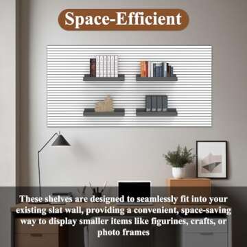 MQKIWAO 2 Pcs 16X8 Inch Slatwall Shelves, Heavy Duty Slatwall Baskets, Metal Slat Wall Shelves Accessories, Metal Retail Display for Storage and Organization, Black